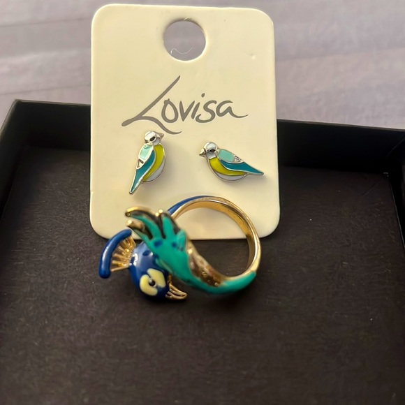 Set of 2: Lovisa birds earrings and ring - Picture 2 of 3